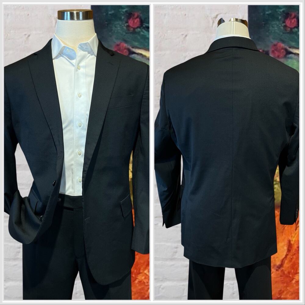 Stafford 44-46R Basic Black Classic Blazer Sport Suit Jacket Separate - Picture 2 of 16